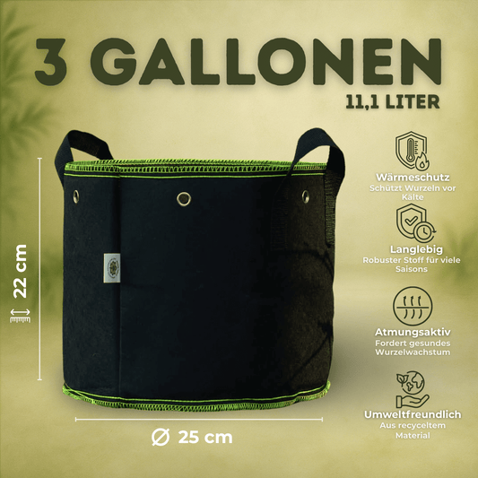 Pflanzsack 11 L (10er-Set) – Atmungsaktiver Grow Bag Stofftopf – Wiederverwendbar – Ideal für Kräuter, Setzlinge & kleine Pflanzen