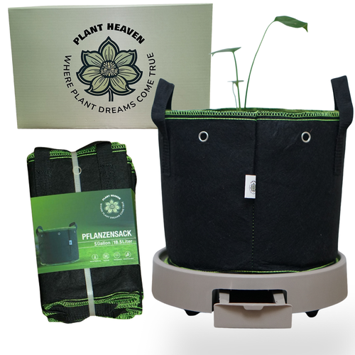 5x Stofftöpfe mit 5x Untersetzern – Atmungsaktive Grow Bags in 11 L, 19 L & 26 L