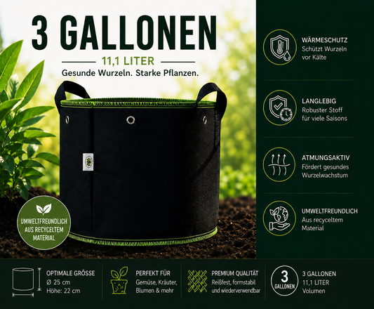 Stofftöpfe aus Vlies 11L / 19L & 26L – robuste Grow Bags | Atmungsaktiv & stabil