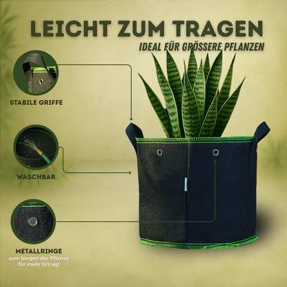 Pflanzsack 11 L (10er-Set) – Atmungsaktiver Grow Bag Stofftopf – Wiederverwendbar – Ideal für Kräuter, Setzlinge & kleine Pflanzen